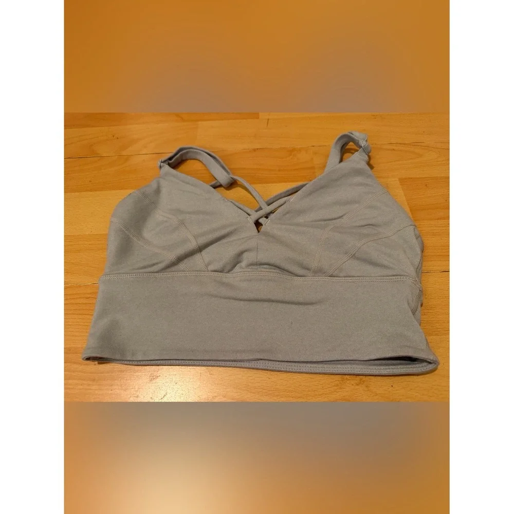 Prana Light Gray Strappy Sports Bra